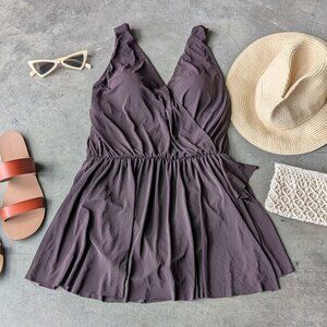 Miraclesuit Brown V-Neck One Piece Swim Dress size 8